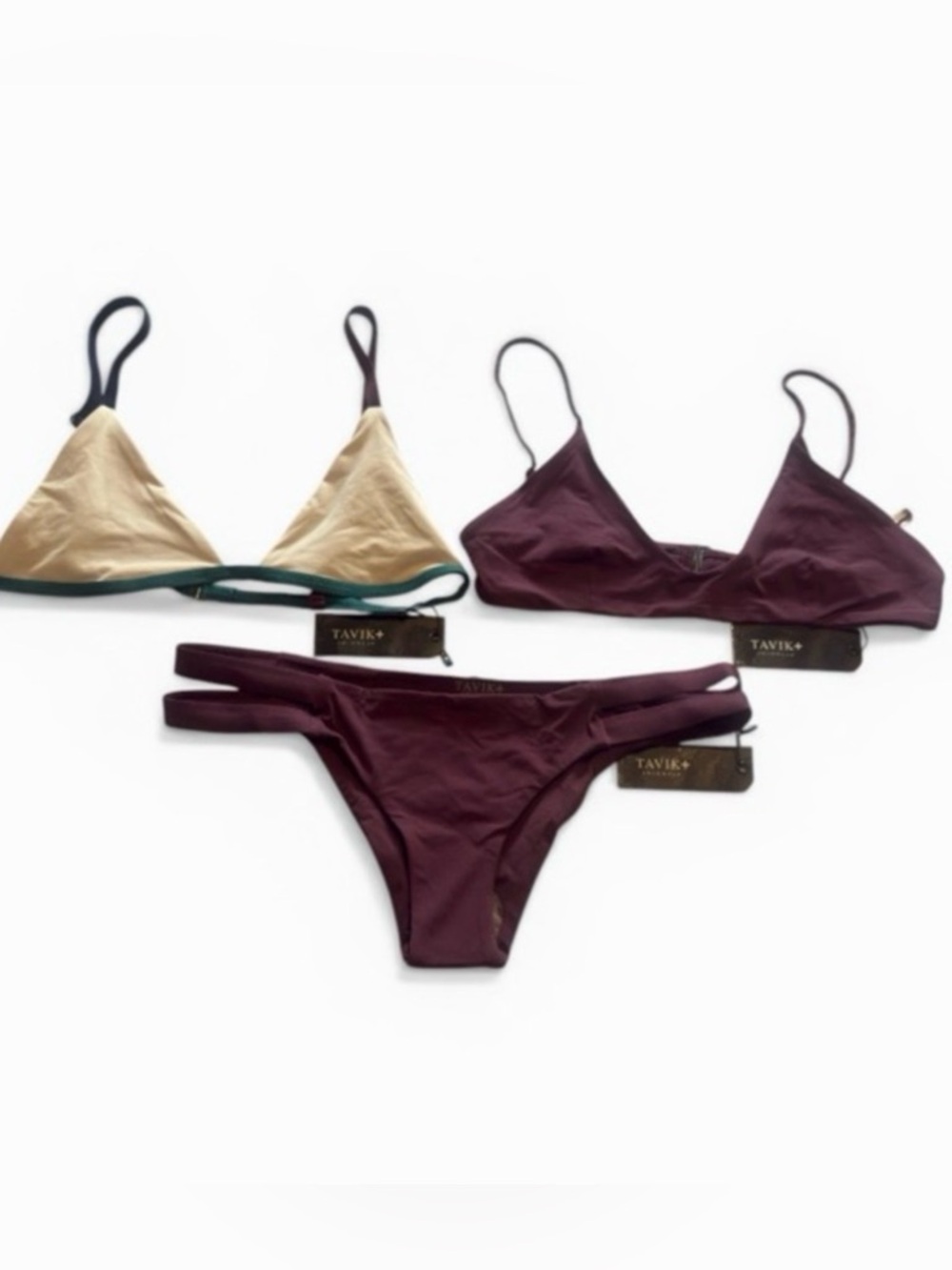 Tavik 3-Piece Bikini Set NWT Medium Burgundy Mix & Match